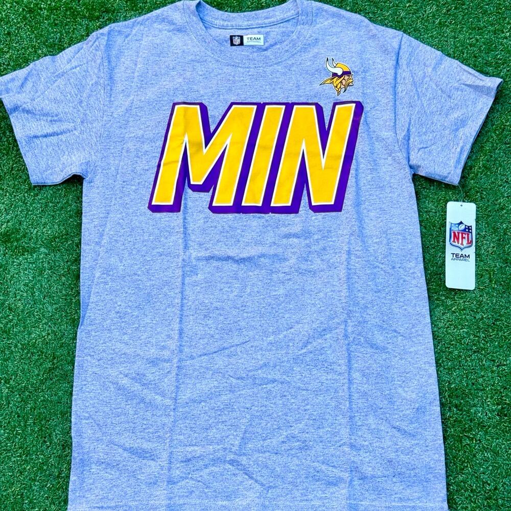 NFL Team Apparel Minnesota Vikings T Shirt Gray Tee New With Tag MIN